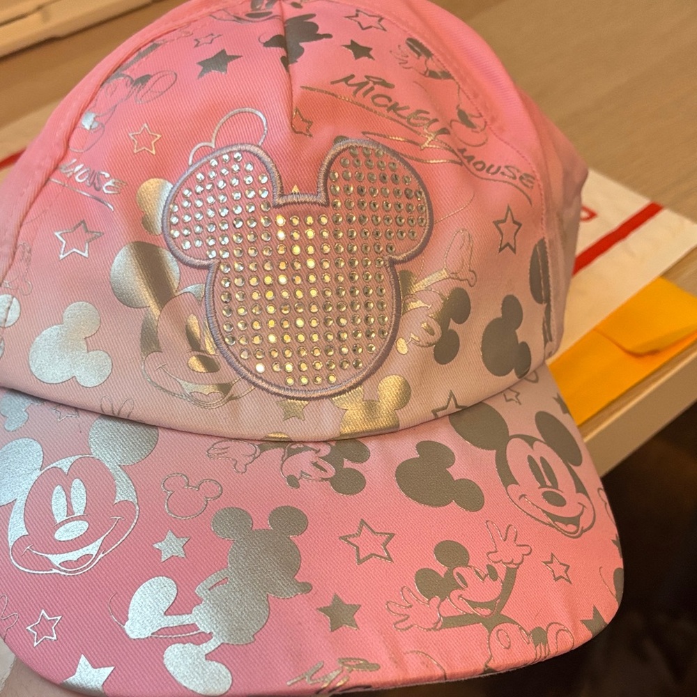 Pink Mickey Mouse Cap with Silver Accents